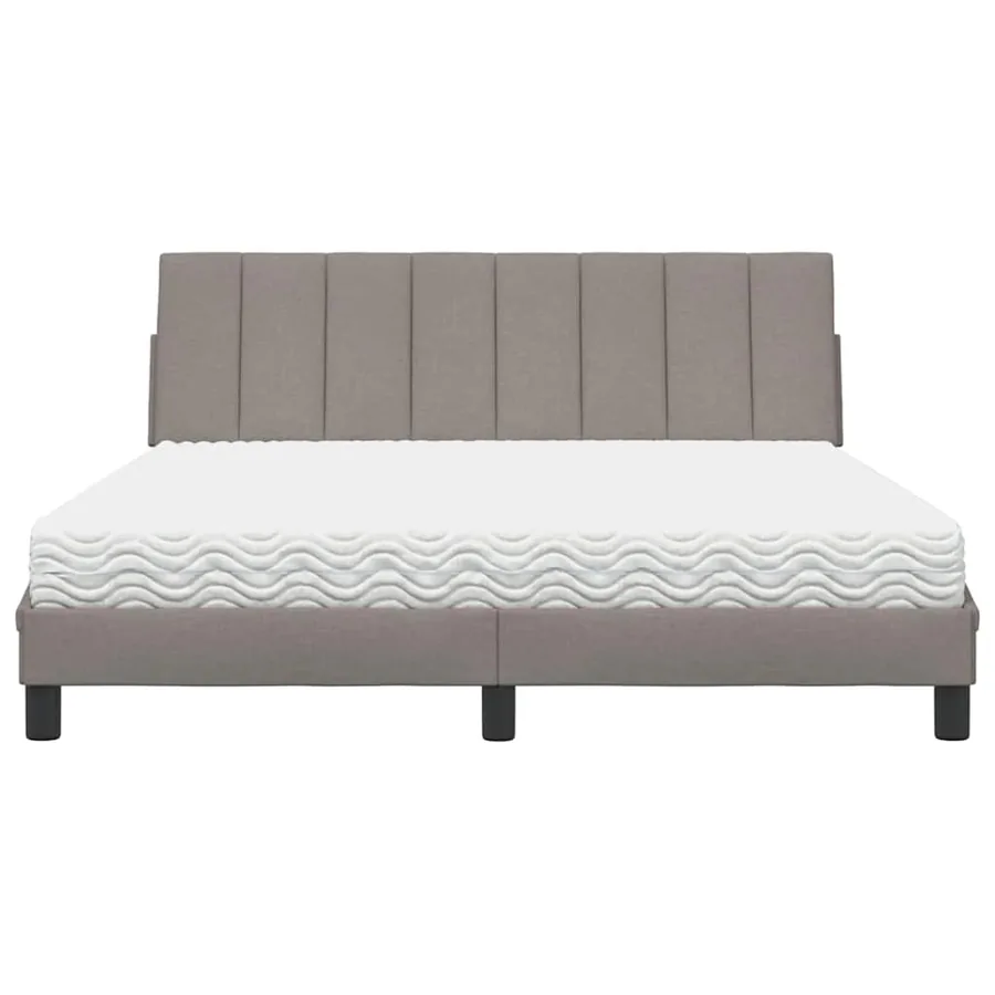 Lit avec matelas Hanko taupe 160x200 cm tissu - 5