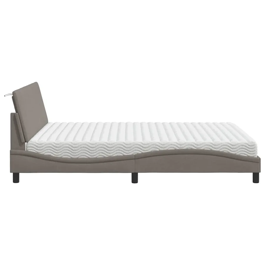 Lit avec matelas Hanko taupe 160x200 cm tissu - 6