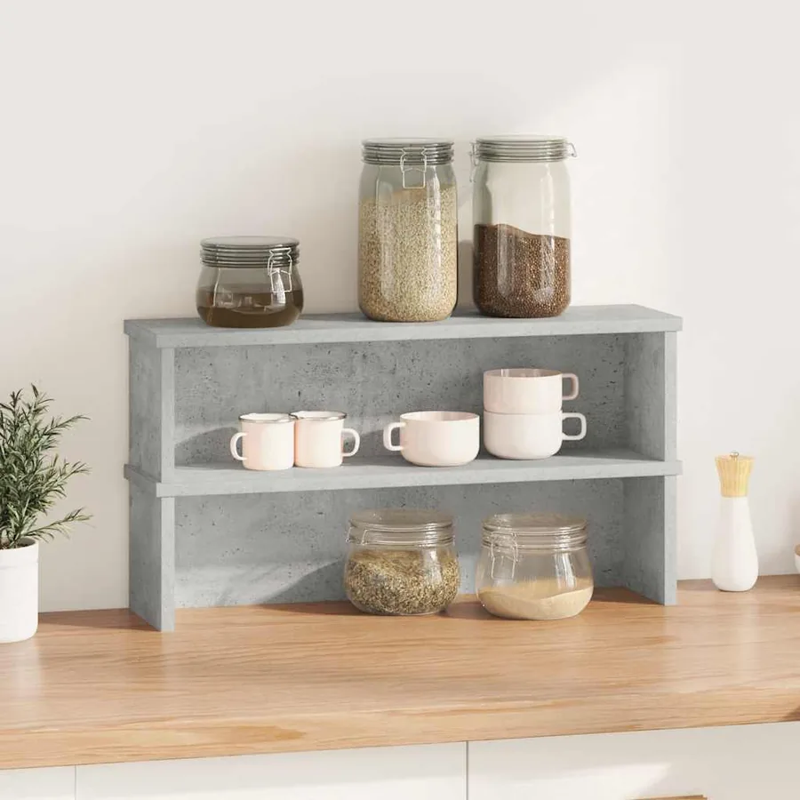 Étagères de cuisine empilables 2 pcs gris béton 60x15x16 cm - 2