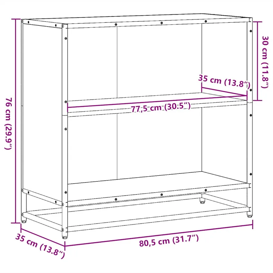 Bibliothèque chêne sonoma 80,5x35x76 cm bois d'ingénierie - 9