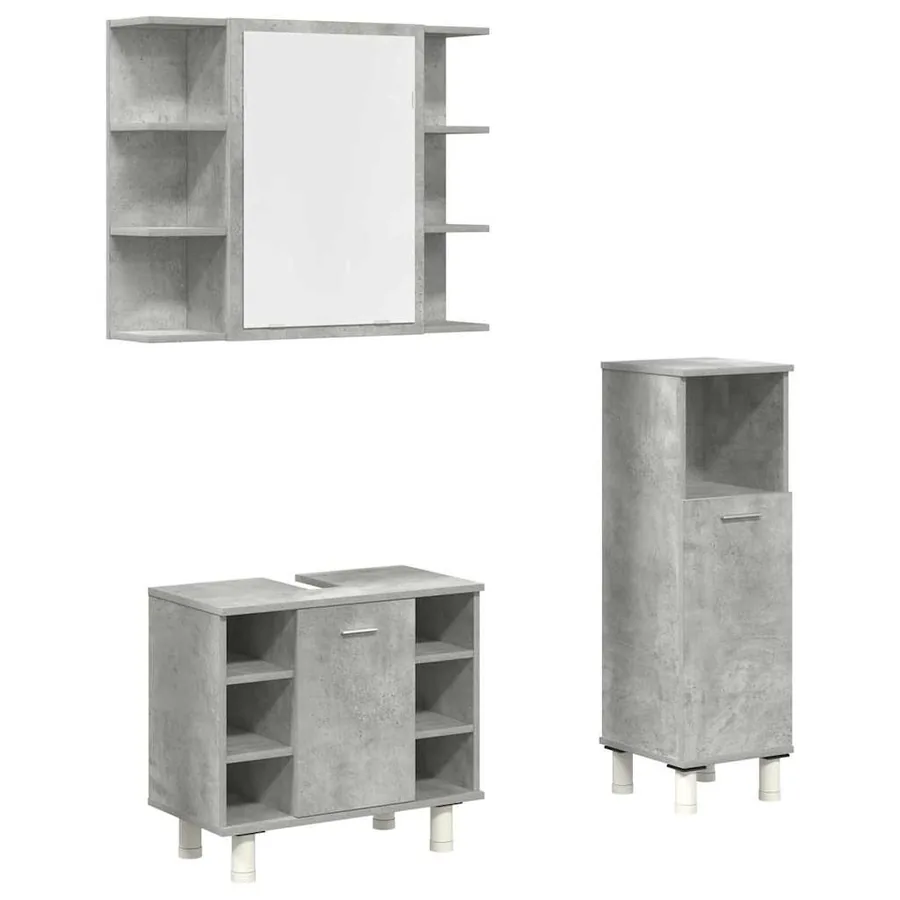 Ensemble de meubles de salle de bain 3 pcs gris béton - 2