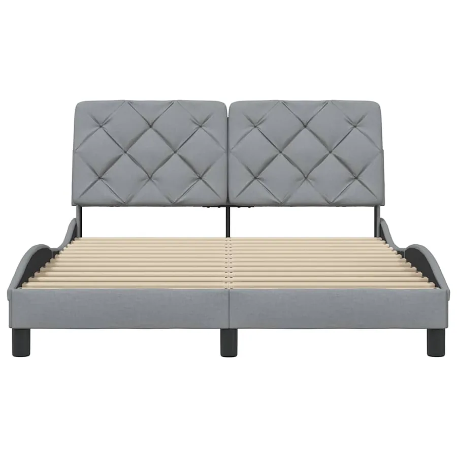 Cadre de lit sans matelas gris clair 140x190 cm tissu - 5