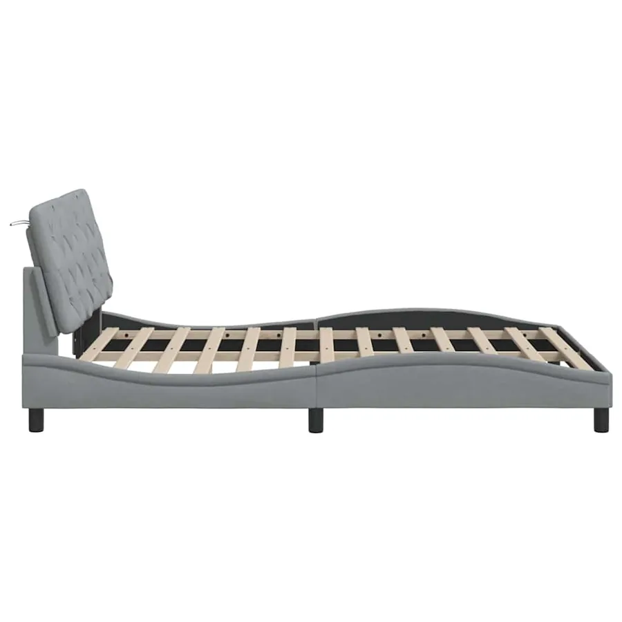 Cadre de lit sans matelas gris clair 140x190 cm tissu - 8