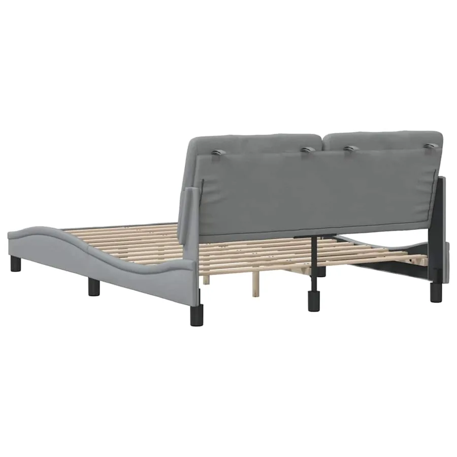 Cadre de lit sans matelas gris clair 140x190 cm tissu - 9