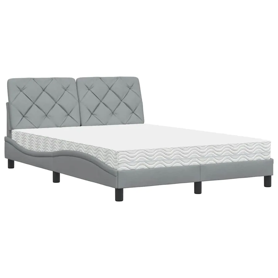 Lit avec matelas gris clair 140x190 cm tissu - 2