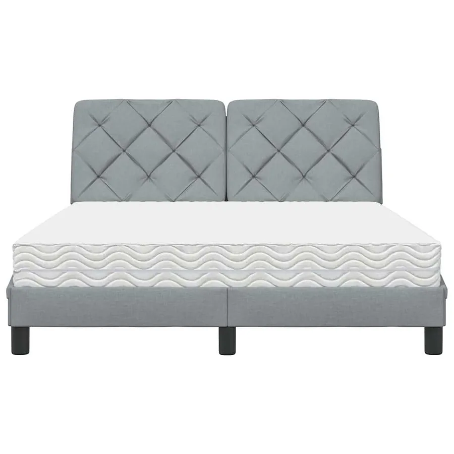 Lit avec matelas gris clair 140x190 cm tissu - 5