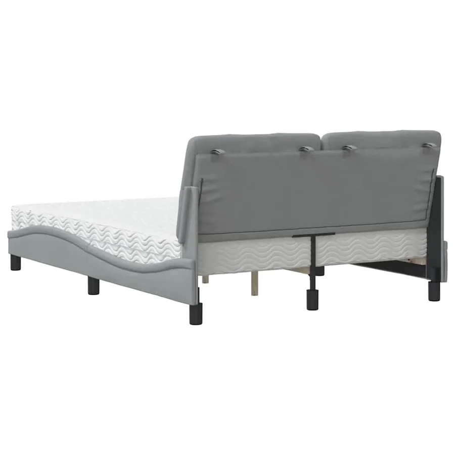 Lit avec matelas gris clair 140x190 cm tissu - 7