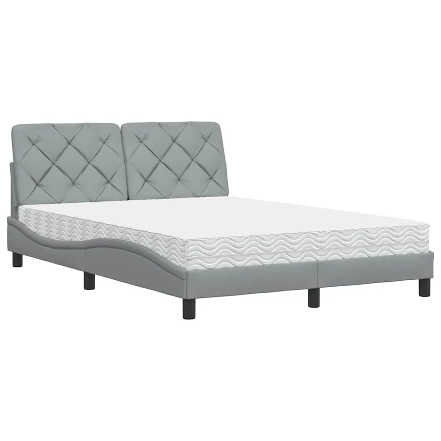 Lit avec matelas gris clair 140x200 cm tissu - 2