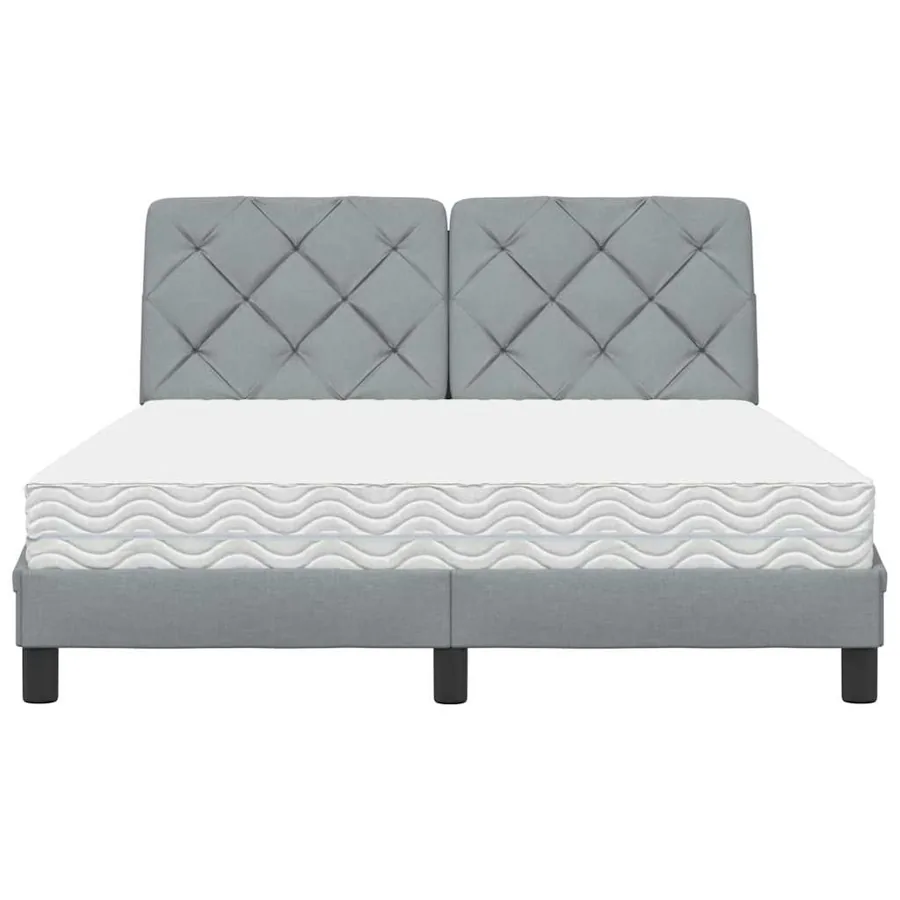 Lit avec matelas gris clair 140x200 cm tissu - 5
