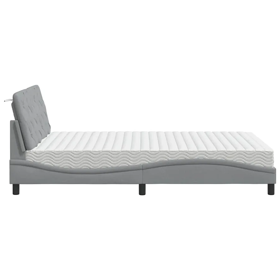 Lit avec matelas gris clair 140x200 cm tissu - 6