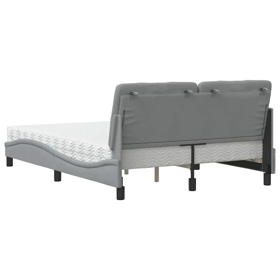 Lit avec matelas gris clair 140x200 cm tissu - 7