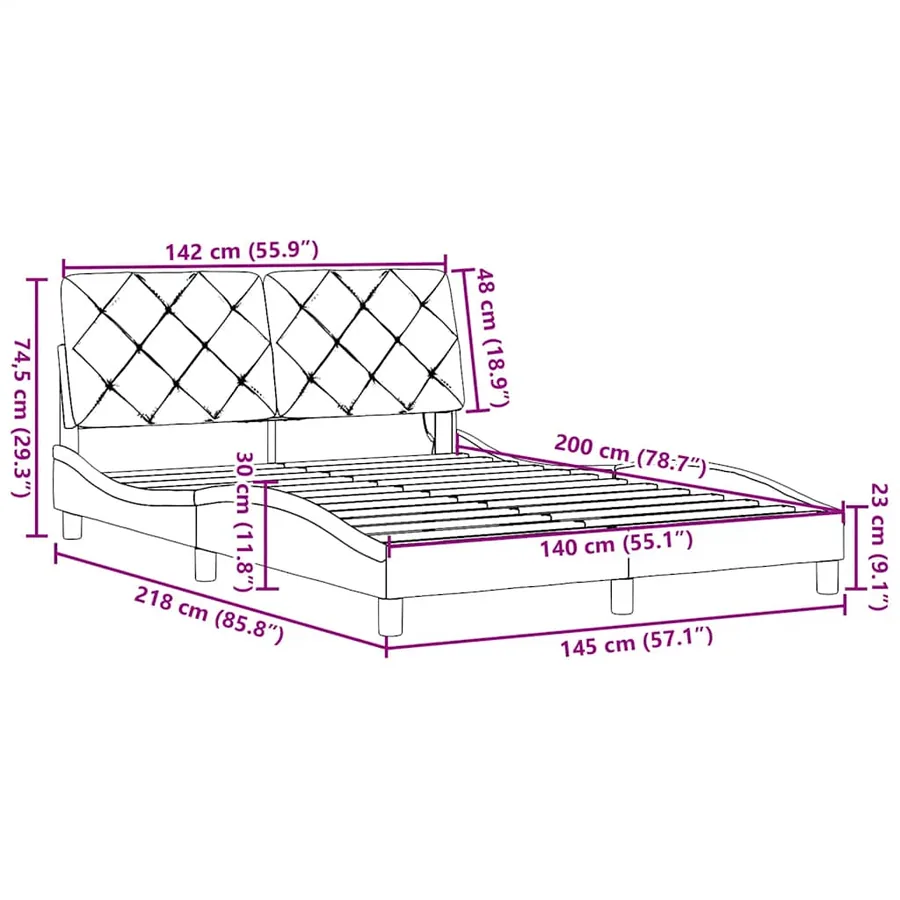 Cadre de lit avec LED sans matelas gris clair 140x200 cm tissu - 16