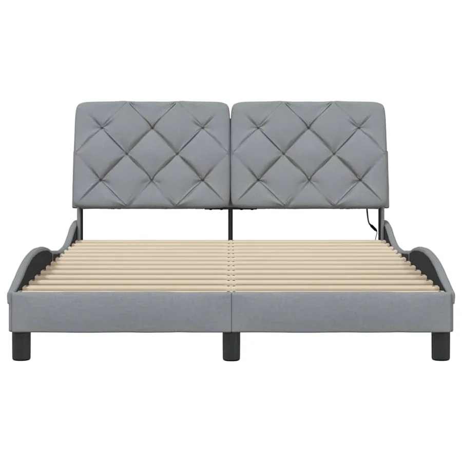Cadre de lit avec LED sans matelas gris clair 140x200 cm tissu - 6