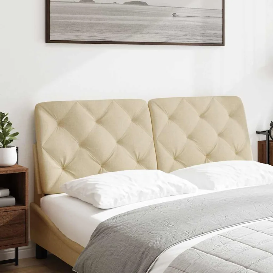 Coussin de tête de lit crème 140 cm tissu - 2