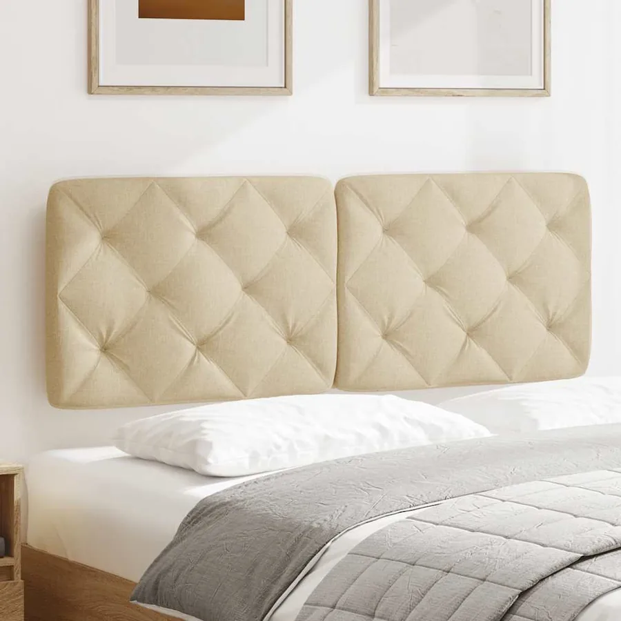 Coussin de tête de lit crème 140 cm tissu - 3