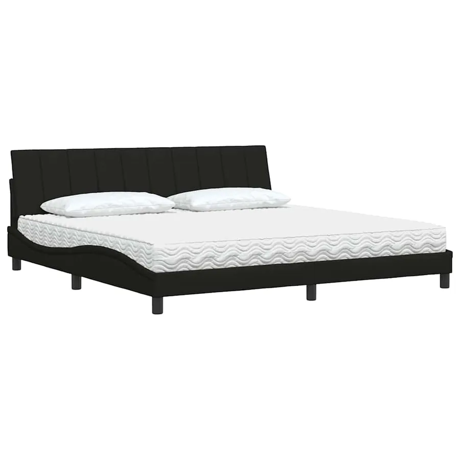 Lit avec matelas Hanko noir 200x200 cm tissu - 4