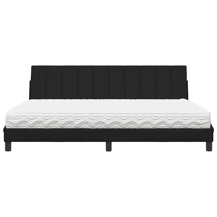 Lit avec matelas Hanko noir 200x200 cm tissu - 5