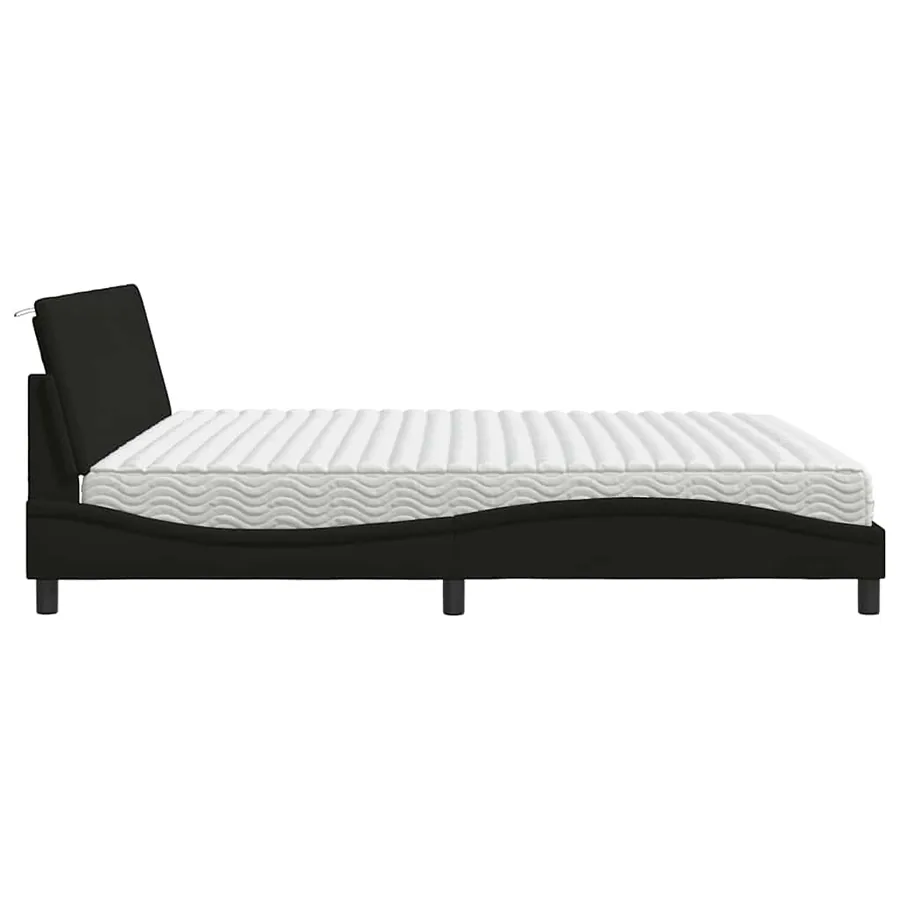 Lit avec matelas Hanko noir 200x200 cm tissu - 6