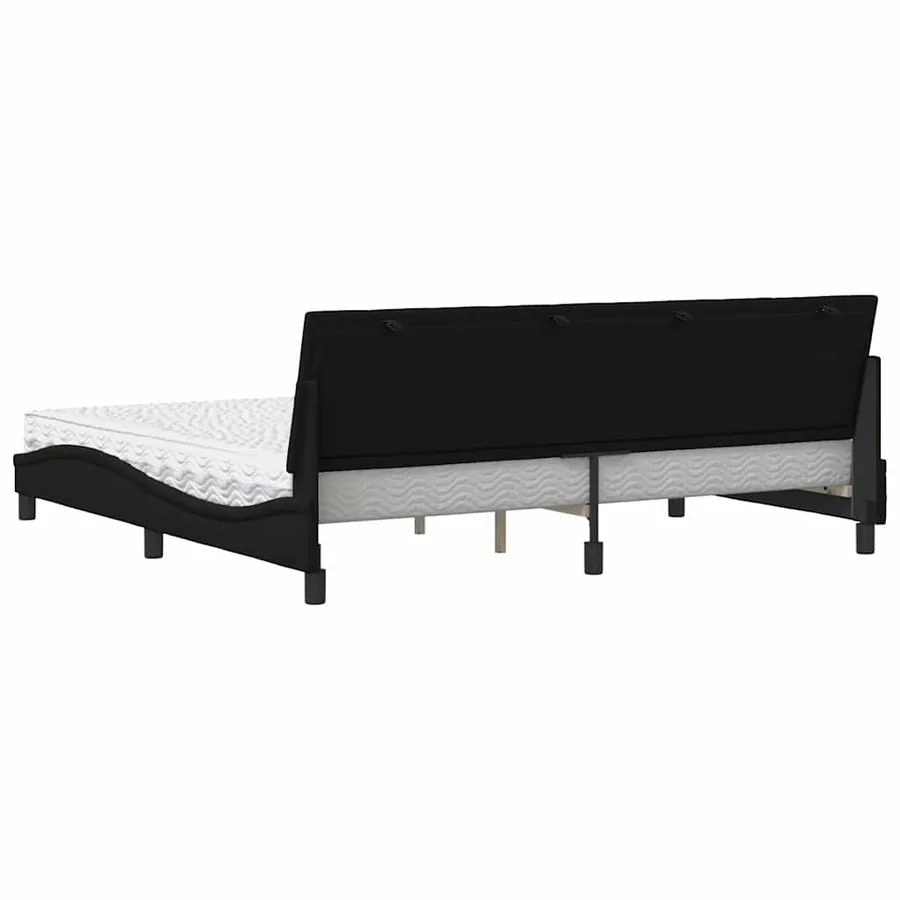 Lit avec matelas Hanko noir 200x200 cm tissu - 7
