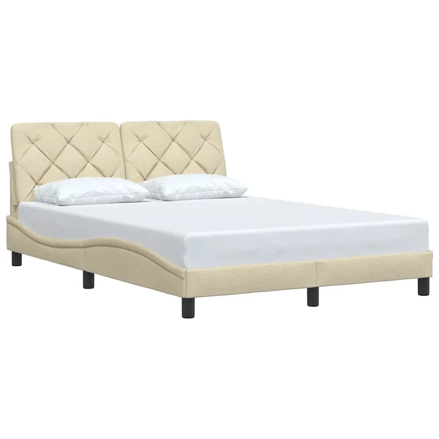 Cadre de lit sans matelas crème 140x200 cm tissu - 2