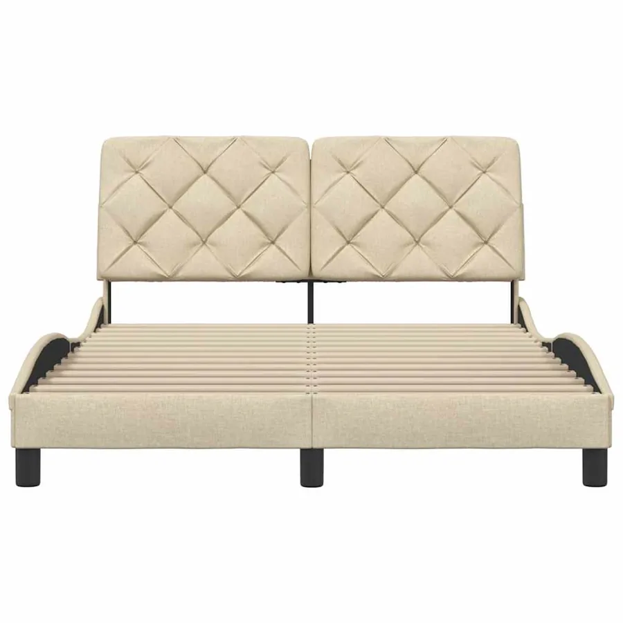 Cadre de lit sans matelas crème 140x200 cm tissu - 5