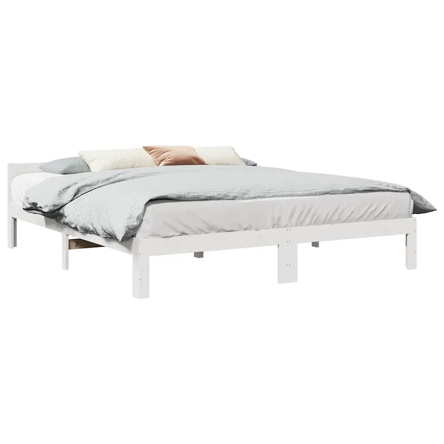 Cadre de lit sans matelas blanc 180x200 cm bois massif de pin
