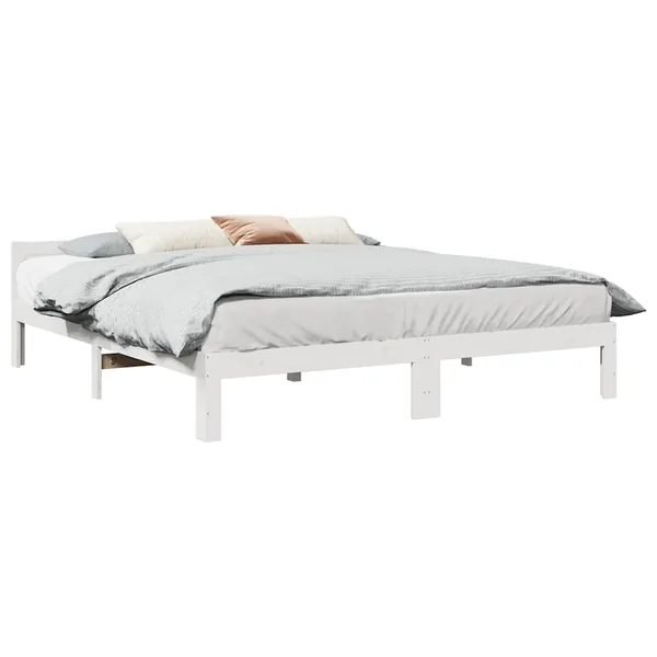 Cadre de lit sans matelas blanc 180x200 cm bois massif de pin