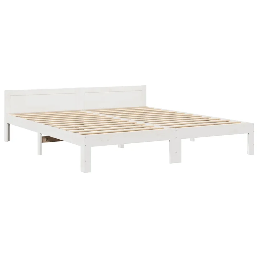 Cadre de lit sans matelas blanc 180x200 cm bois massif de pin - 3