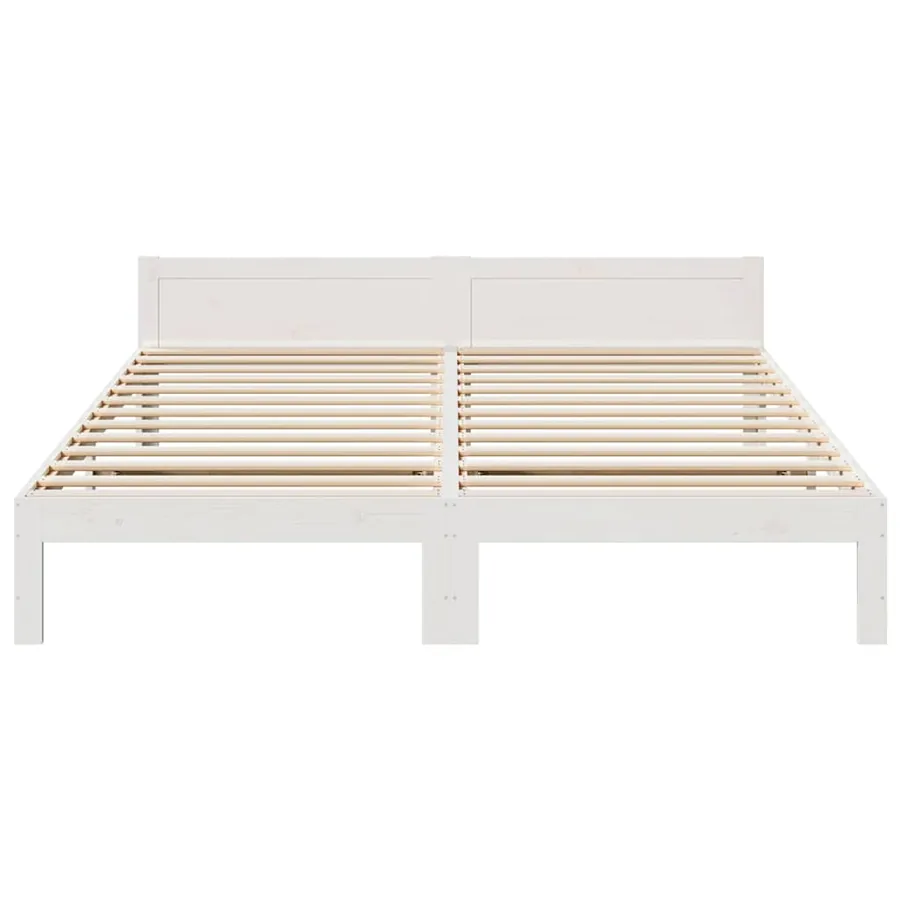 Cadre de lit sans matelas blanc 180x200 cm bois massif de pin - 5