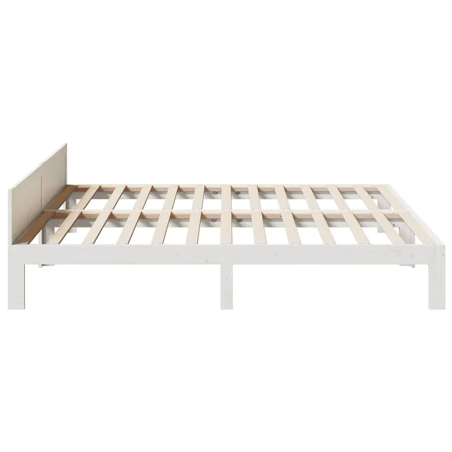 Cadre de lit sans matelas blanc 180x200 cm bois massif de pin - 6