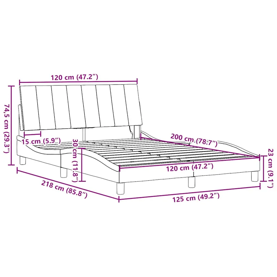 Cadre de lit sans matelas Hanko gris clair 120x200 cm tissu - 16