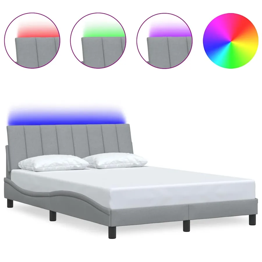 Cadre de lit sans matelas Hanko gris clair 120x200 cm tissu - 2