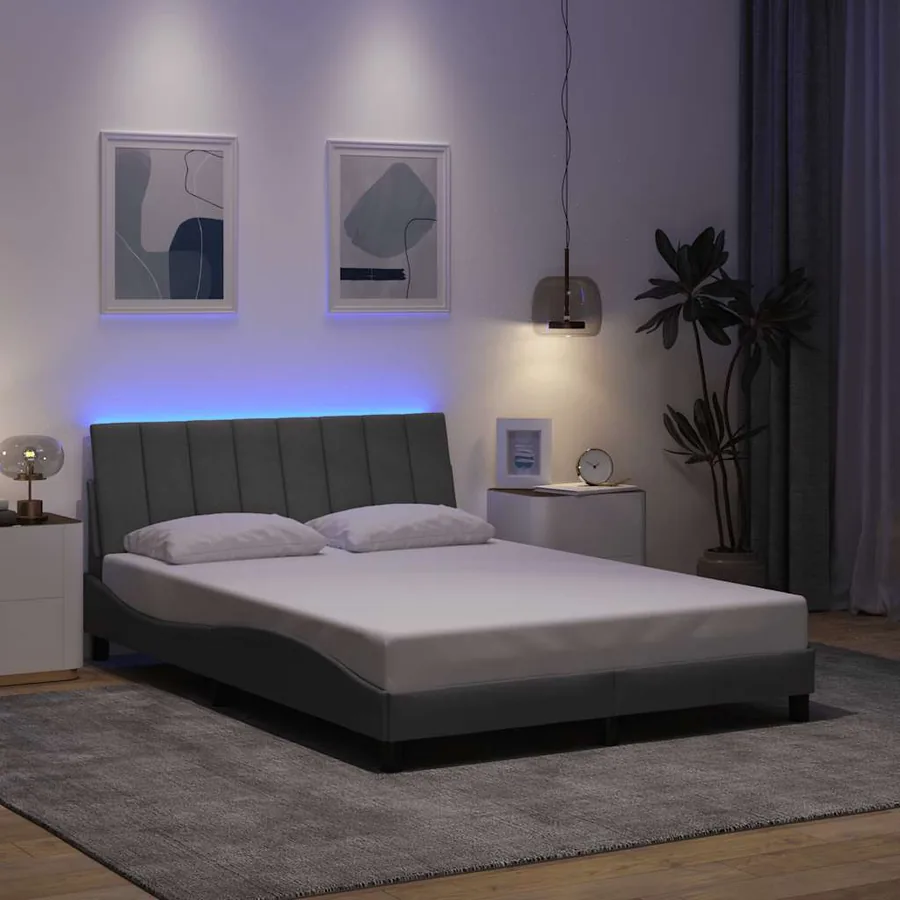 Cadre de lit sans matelas Hanko gris clair 120x200 cm tissu - 4