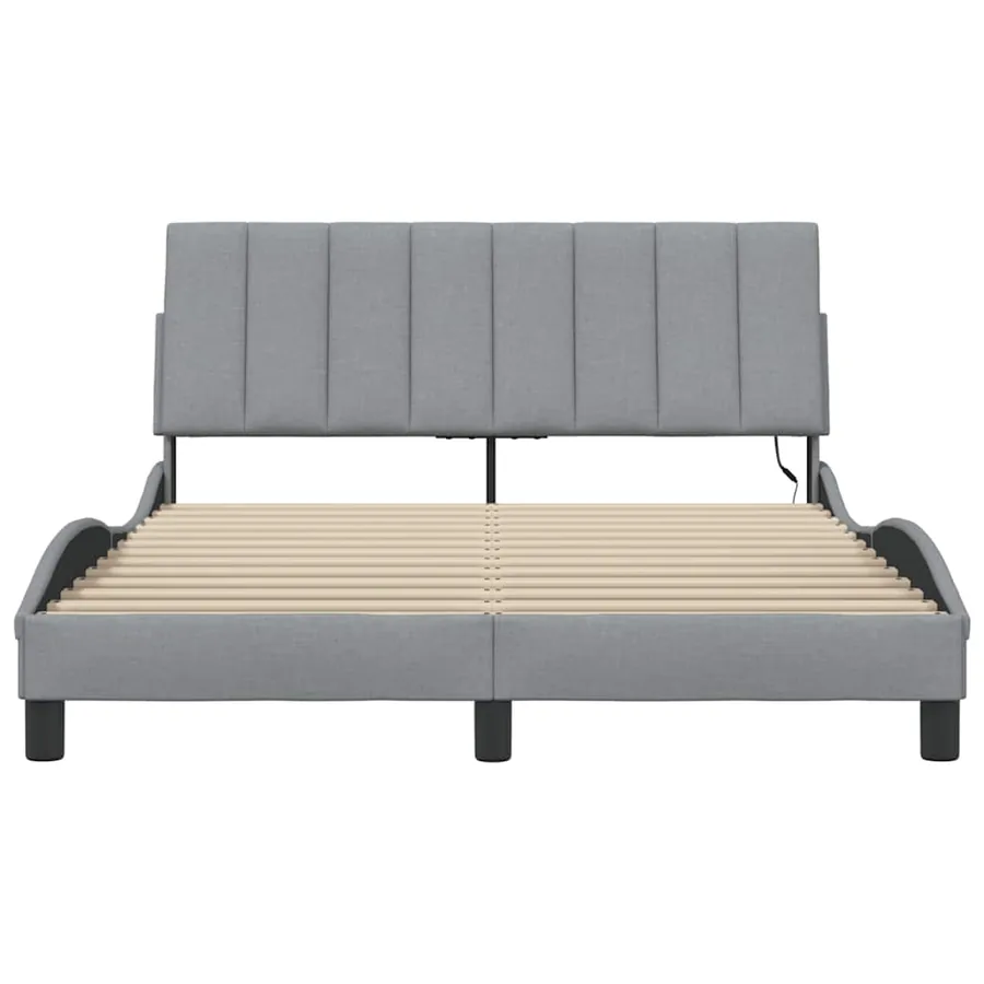 Cadre de lit sans matelas Hanko gris clair 120x200 cm tissu - 6