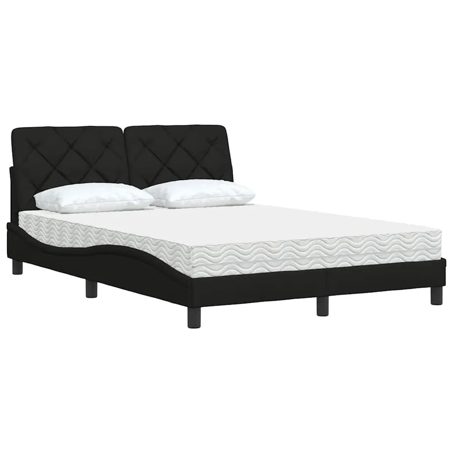 Lit avec matelas noir 140x200 cm tissu - 4