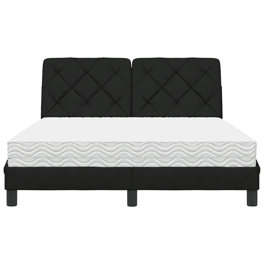 Lit avec matelas noir 140x200 cm tissu - 5