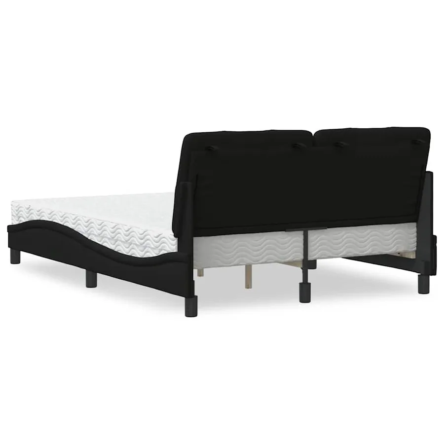 Lit avec matelas noir 140x200 cm tissu - 7