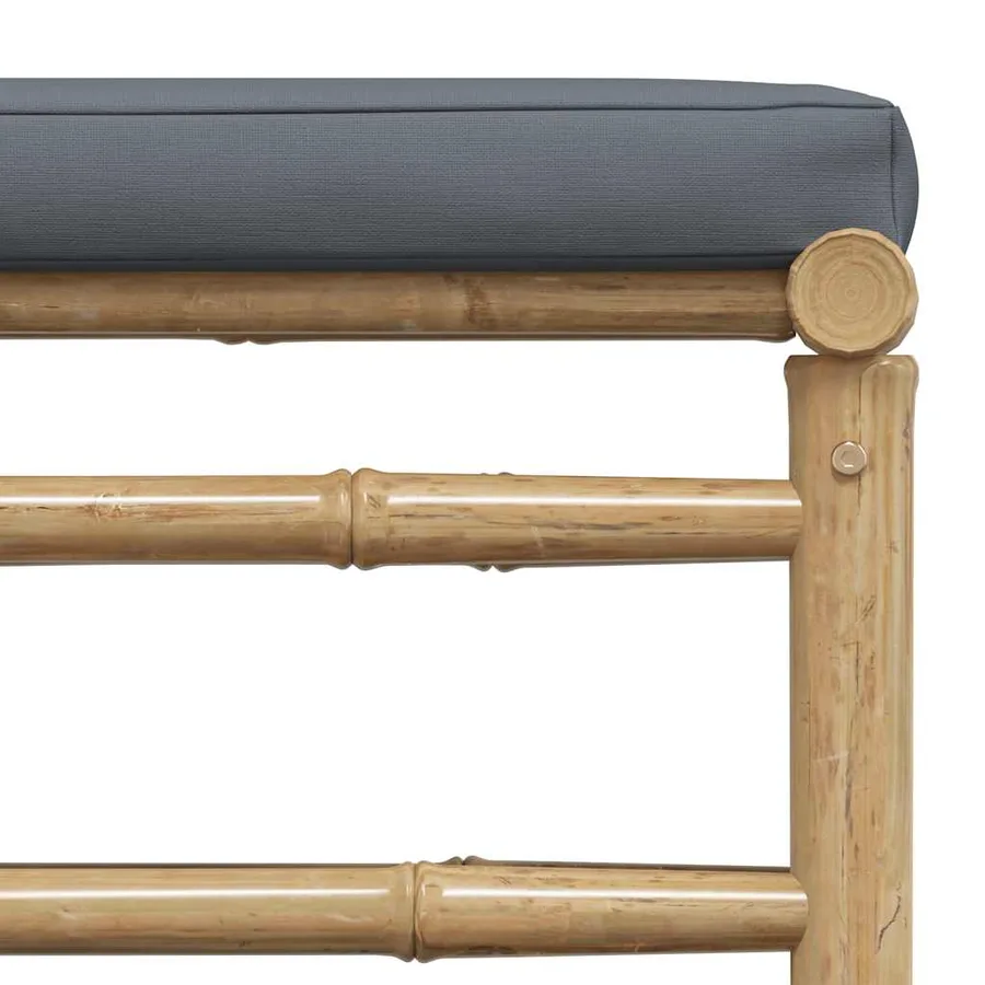 Salon de jardin 3 pcs avec coussins gris foncé Bambou - 13