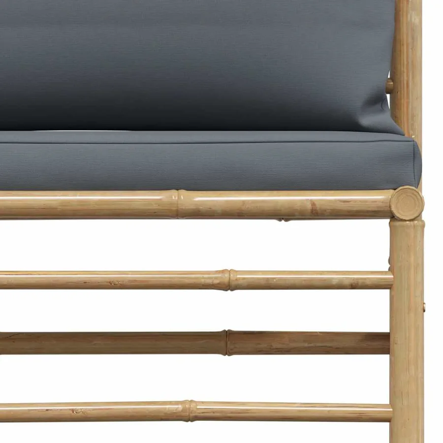 Salon de jardin 3 pcs avec coussins gris foncé Bambou - 14