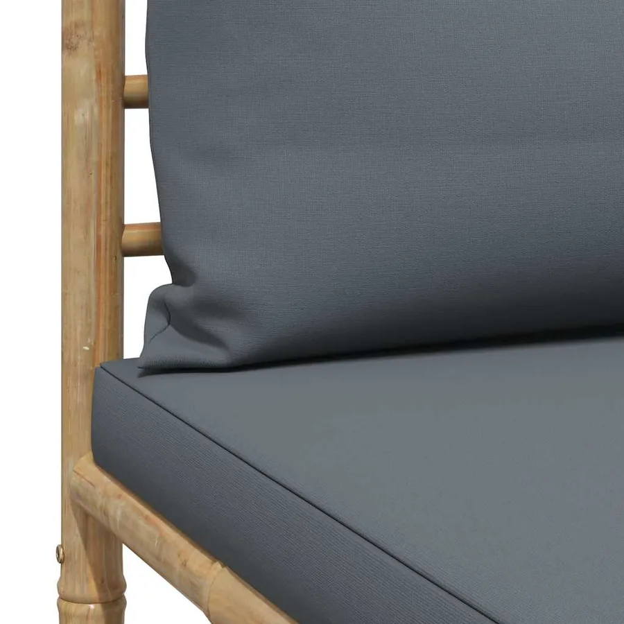 Salon de jardin 3 pcs avec coussins gris foncé Bambou - 15