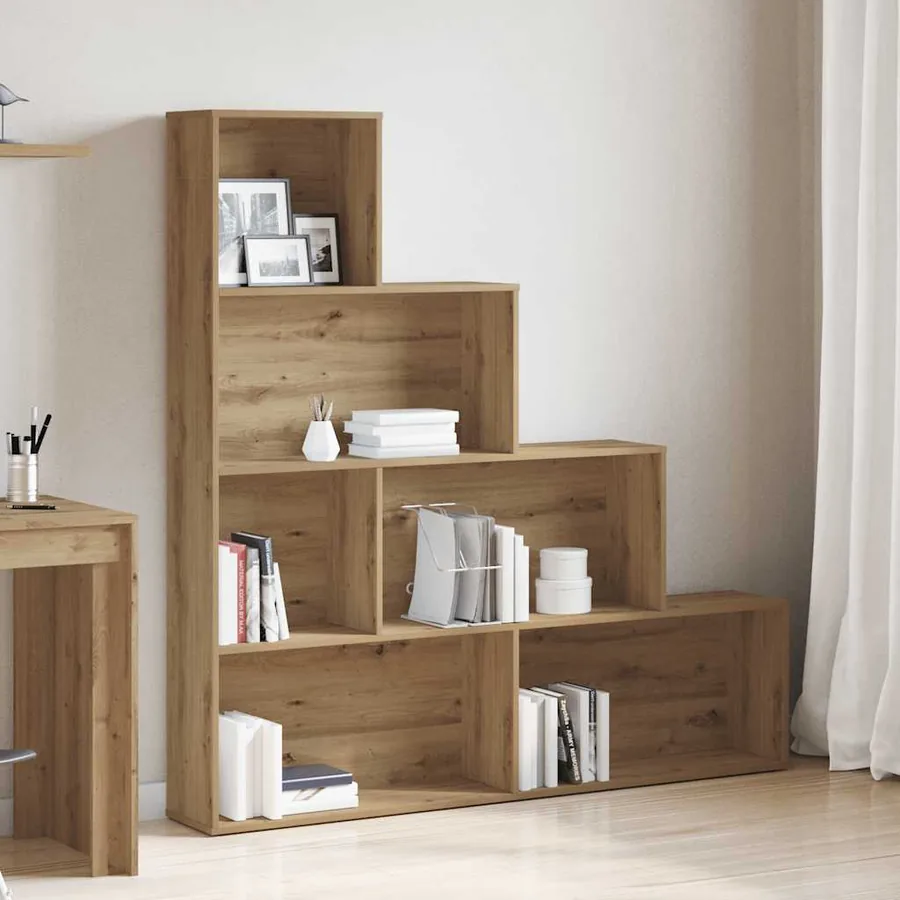 Bibliothèque chêne artisanal 157x24x160 cm bois d'ingénierie