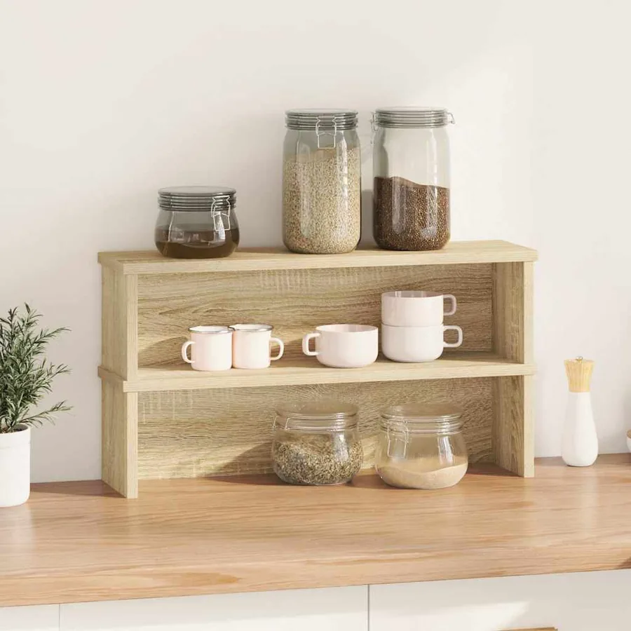 Étagères de cuisine empilables 2 pcs chêne sonoma 60x15x16 cm - 2