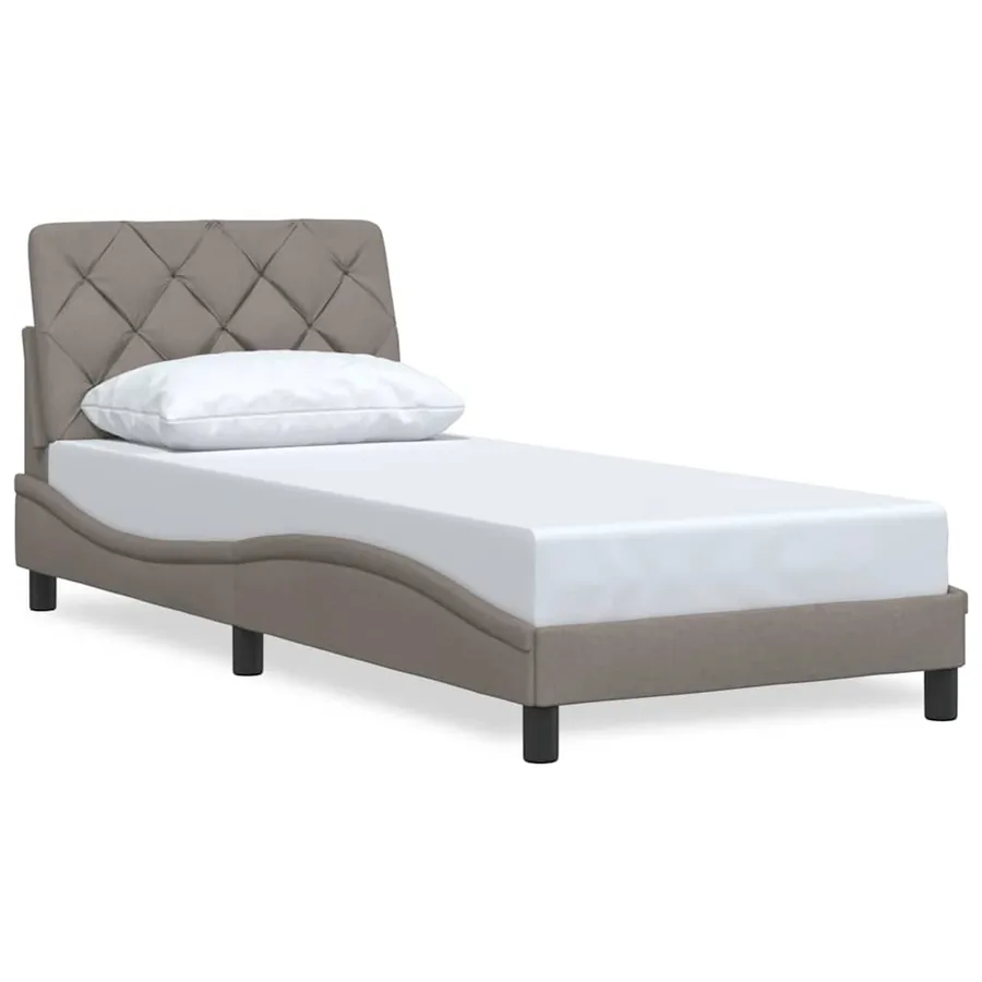 Cadre de lit sans matelas taupe 90x200 cm tissu - 2
