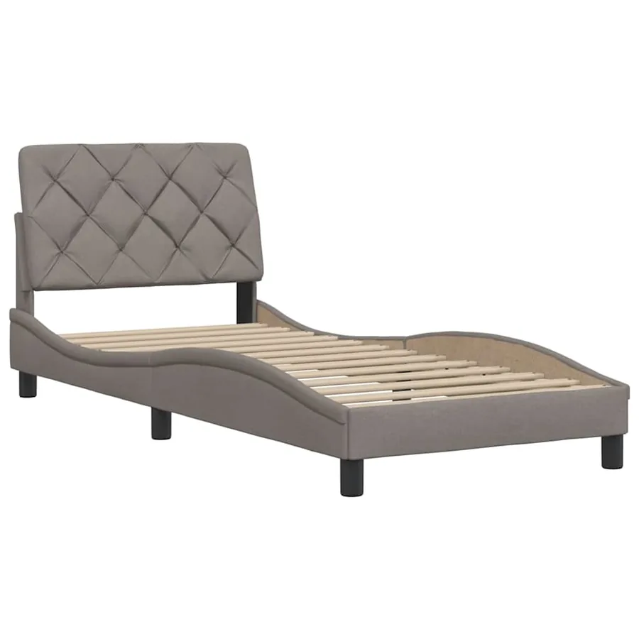 Cadre de lit sans matelas taupe 90x200 cm tissu - 4