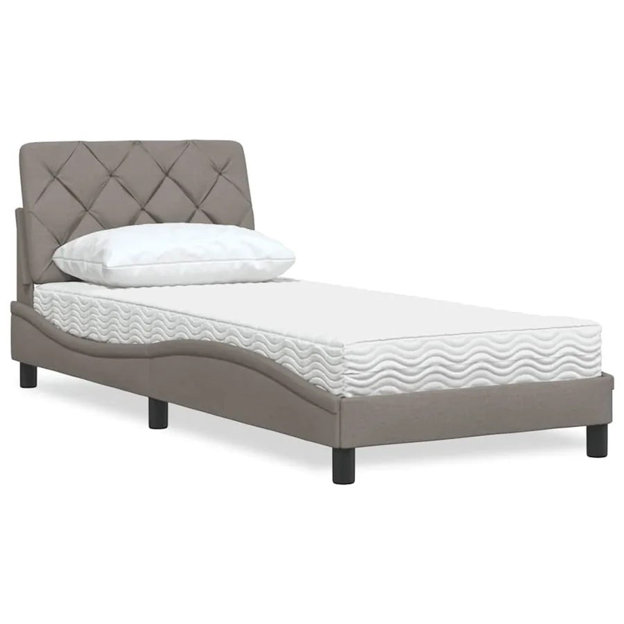 Lit avec matelas taupe 90x200 cm tissu