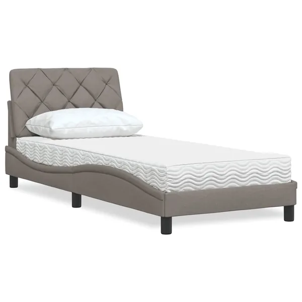 Lit avec matelas taupe 90x200 cm tissu