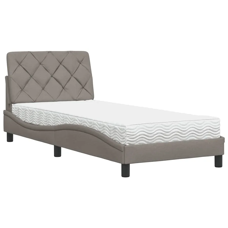 Lit avec matelas taupe 90x200 cm tissu - 2