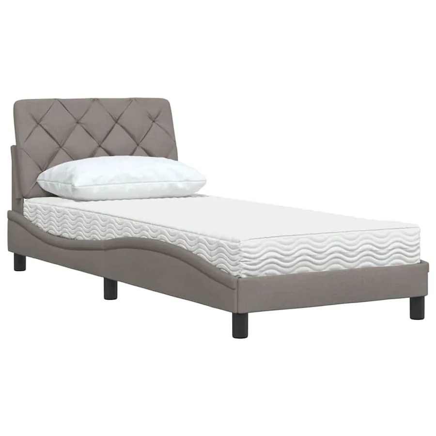 Lit avec matelas taupe 90x200 cm tissu - 4