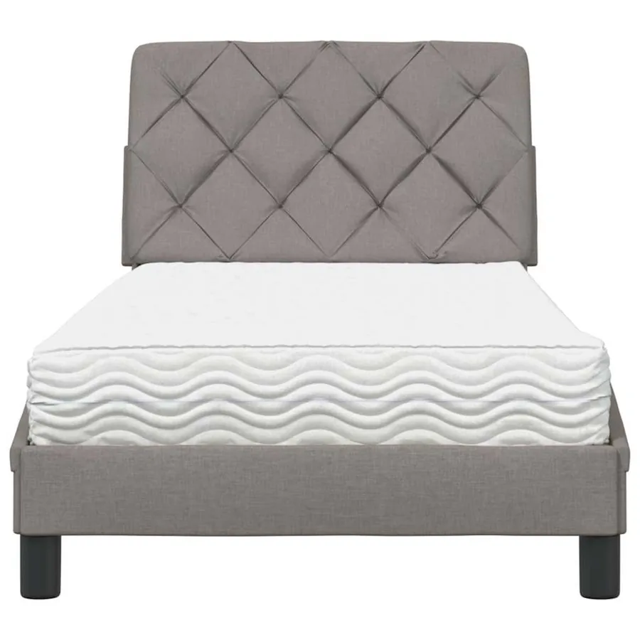 Lit avec matelas taupe 90x200 cm tissu - 5