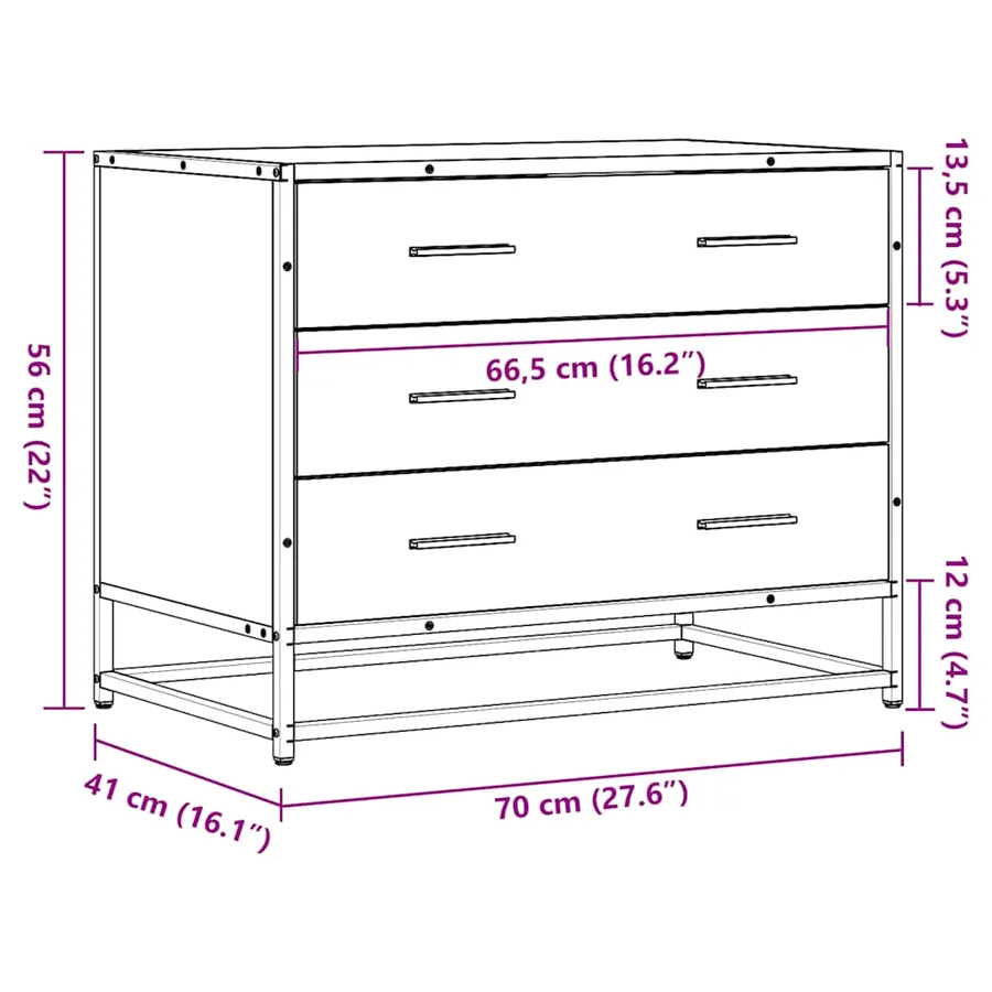 Commode sonoma gris 70x41x56 cm bois d'ingénierie - 10